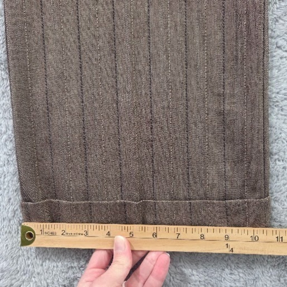 Chico's Women's 14 Brown Pinstripe Dress Pants Size 2.5 Straight Wide Leg Cuffed - Picture 10 of 13
